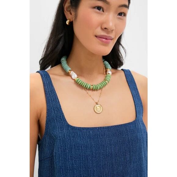 NWT Pomander Place Textured Windowpane Denim Cassie Mini Cotton Dress Blue XXS - Picture 9 of 9